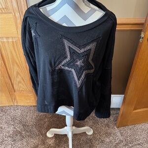 SPECIAL TODAY ONLY!  POL Black and Taupe Star Top - Size L